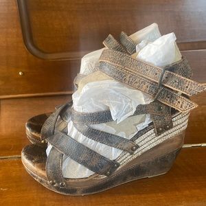 Bed Stu Juliana Strappy Leather Wedge - Size 9